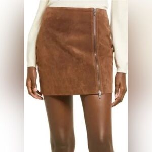 NWT Blank NYC Tan Mini Learher Skirt with Zipper Accent Size 25